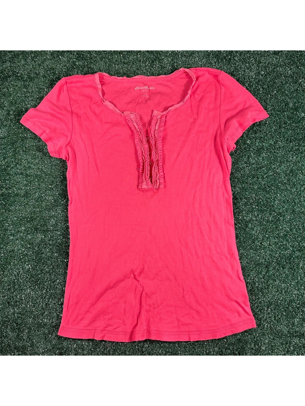 Eddie Bauer pink tee shirt blouse fuchsia pink size large women’s